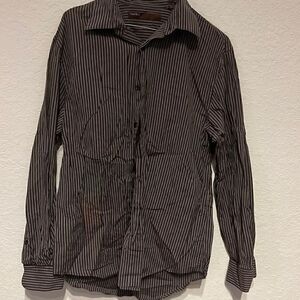 Perry Ellis Mens Dress Shirt - Brown Collared Button Down - Size Medium